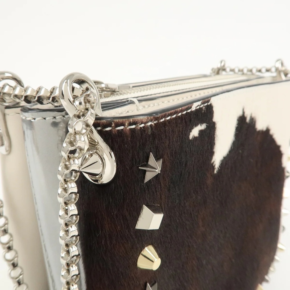 CHRISTIAN LOUBOUTIN Studded Triloubi Cowboy Western Pony Hair Chain Shoulder Bag - Picture 12 of 16
